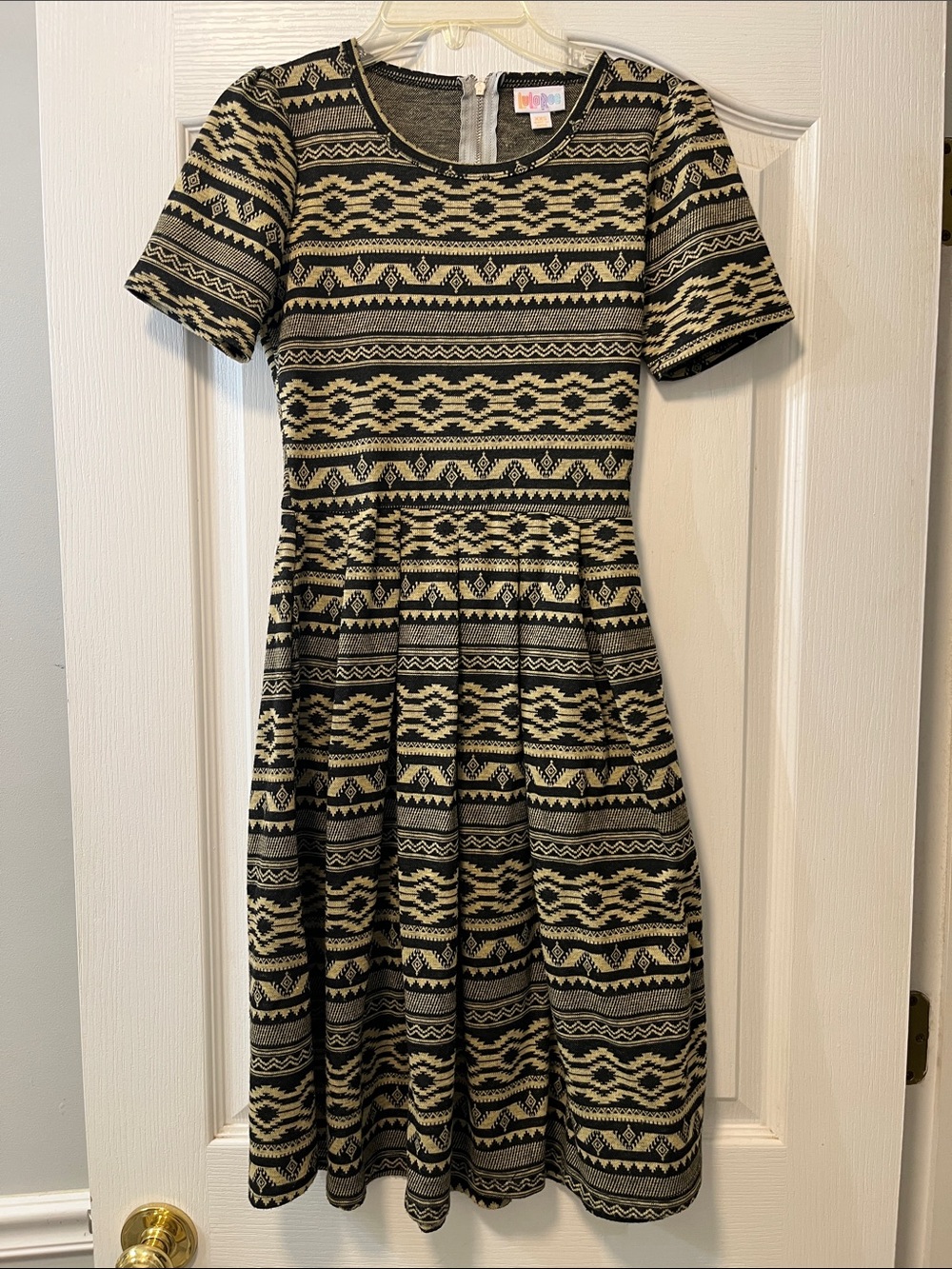 LuLaRoe Black and Cream Geometric Midi Dress
